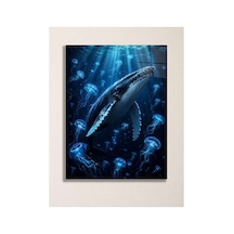 Balina Ve Denizanası A3 Metal Poster Mavi Okyanus, Işıklı Deniz Canlıları Ve Sualtı Manzaralı Duvar Tablosu Çok Renkli - 937547652 Çok Renkli - 937547652 Çok Renkli