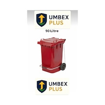 Umbex Tıbbi Atık Plastik Pedallı Çöp Konteyneri 90 Litre Plastik Konteyner - A Isıya Karşı Dayanıklı Kırmızı