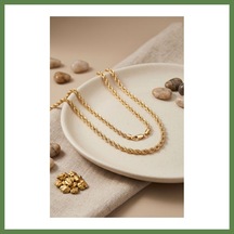 Bezos Cm Burgu Zincir Model Gold Renk 50 Cm Kadın Kolye Hb006