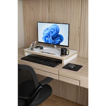 Ergonomik Mdf Monitör Standı Ekran Yükseltici Masaüstü Düzenleyici Organizer Telefon-bardak Bölmeli