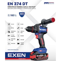 Exen EN 374 DT - 21V 4Ah 160n.m Kömürsüz Darbeli Şarjlı Matkap - Çift Akü 2x4 Ah