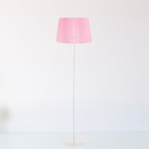 Manolya Pembe Tüllü Metal Lambader Büyük Boy Metal İskeletli Hazır Başlık Köşe Lambası Pembe