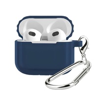Airpods 3 Uyumlu Rubber Silicone Case Kancalı Yumuşak Silikon Kılıf Airpods 3 Uyumlu Kulaklık Kılıfı Mavi