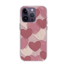 Apple Uyumlu iPhone 14 Pro Max  Pastel Gül Kurusu Ve Pembe Kalpli Baskılı Silikon Kılıf Renkli