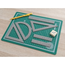 3d Baskı Geometri Cetvel Seti - İletki, Gönye Ve Ölçüm Araçları - Gri
