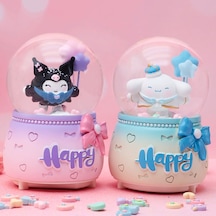 Işıklı Happy Tasarım Işıklı Müzikli Püskürtmeli Büyük Boy Kar Küresi