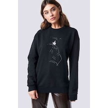 Anime Naruto Baskılı Siyah Kadın Sweashirt (534632193)