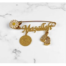 Altın Kaplama Bebek Maşallah Dualı Nazar İğnesi 0265 Altın