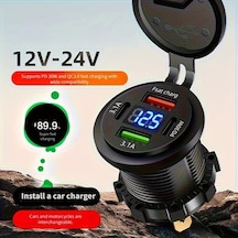 Sunshine022 Siyah 120w 4 Port Araç Şarj Cihazı Çift Pd Hızlı Şarj 12v-24v Geniş Voltaj Motorcycle Rv