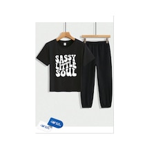 Ss Sinser Erkek/kız Çocuk ''sassy Little Soul'' Baskılı Tişört-eşofman Alt - Üst Çocuk Takım Renk:siyah