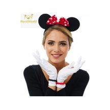 Mey İthalat Kırmızı Fiyonklu Minnie Mouse Tacı Ve Beyaz Eldiven Seti Diğer