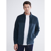Lcwaıkıkı Basic Petrol Dik Yaka Polar Erkek Fermuarlı Sweatshirt