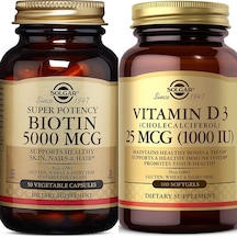 Solgar Biotin 5000 Mcg 50 Kapsül Solgar Vitamin D3 1000 Iu 100 Ta