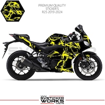 Yamaha R25 2019-2024 Kaplama Sticker Şimşek Yıldırım Motor Kaplama Modeli Hazır Kit 2019 / 2023 Uyumlu Sarı