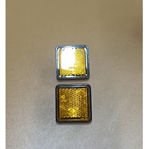 Kare Sarı Renk Reflektör Plastik 6mm Vida Bağlantı 2 Adet