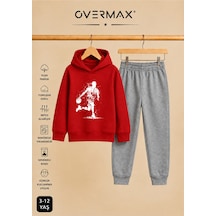 Overmax Top Süren Adam Baskılı Kapüşonlu Sweatshirt Eşofman Takımı- 3-12 Yaş Kırmızı Üst-gri Alt - 924897013 Kırmızı Üst-gri Alt