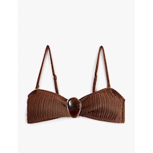 Koton Çıkarılabilir Askılı Aksesuar Detaylı Dokulu Straplez Bikini Üstü Kahverengi 6sak10189mm Kahve