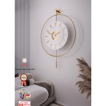 MetaQuartz Aksesuar (XXL - 60*80 cm) İskandinav Kristal Gold Duvar Saati Gold