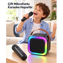 Evde Karaoke İçin Çift Mikrofonlu Şarj Edilebilir Kablosuz Hoparlör
