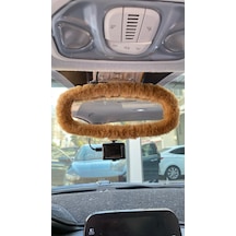 Peluş Dikiz Ayna Kılıfı Süs Kahverengi