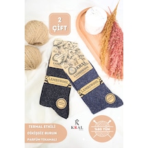 Kral Socks Thermal Etkili Lambswool Yünlü 2 Çift Kalın Kışlık Çorap  40-44 Kuzu Yünlü Turuncu