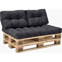 Palet Minderi 120x80cm Sırt Dayamalı Minder Su Geçirmez Kumaş Siyah