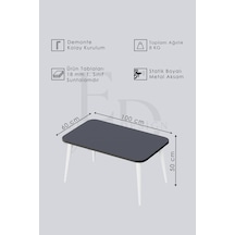 Roma Orta Sehpa Metal Ayaklı , Orta Sehpa , 100 X 60 X 50 Cm Siyah Metal Traverten