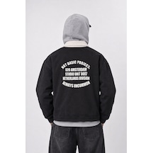 Respire Erkek Not Basic Project Baskılı Oversize Ceket Siyah