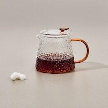 Tohanaa Borosilikat Cam Bitki Çayı Demliği - Şeffaf / Turuncu - 500 Ml Renkli