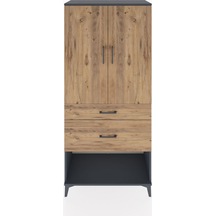 Hyperion Dolap Tek Raflı 2 Çekmeceli Tek Askılı 88x44x195 Antrasit-çam Antrasit
