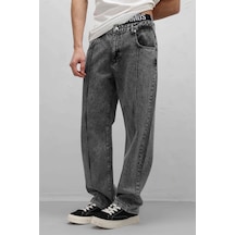 Vamos Dikiş Detaylı Relaxed Fit Jean Gri