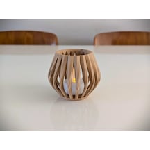 Modern Tea Light Mum Led Lamba Ampul Ahşap Renk Mumluk Şamdan Led ŞEFFAF