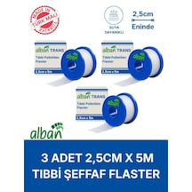 Pe 2,5cm X 5m, 3 Kutulu Set, Şeffaf Perforeli Flaster. Hipoalerjenik, Nefes Alabilen, Cilde Dost, Suya Dayanıklı