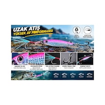 7 Gr Pembe Gümüş Hologramlı Metal Jig Olta Kaşığı 3d Gözlü Çift Iğneli Parlak Püsküllü Balık
