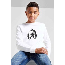 Tshirthane Silhouette Dragon Ball 2 Baskılı Unisex Çocuk Beyaz Sweatshirt Beyaz