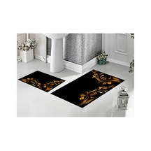 Dijital Baskılı Kaymaz Tabanlı 2 Li Set Banyo Paspası Kaymaz Tabanlı Klozet Takımı Siyah Dal - 929281978 Siyah Dal