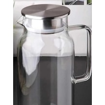 1500 Ml Borosilikat Cam Su Sürahisi - Metal Kapaklı Ve Isıya Dayanıklı Açık
