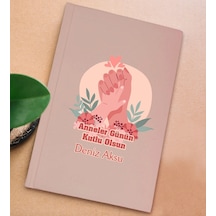 Bk Gift Kişiye Özel İsimli Dtf Anneler Günü Tasarımlı Pembe Sert Kapaklı Defter-3, Anneye Hediye Kobitmeyencom30649 Bk Gift