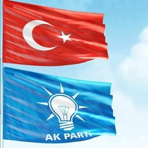 70x105cm Alpaka Kumaş Türk Bayrağı, 100x150cm Raşel Kumaş Mavi Ak Parti Akp Bayrak - 2 Bayrak Set 1