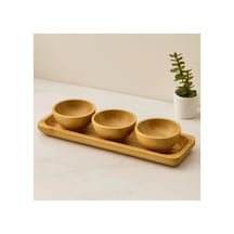 Bambu Lokumluk Ve Çerezlik Seti 3'lü Sunum Tepsili 6 Cm