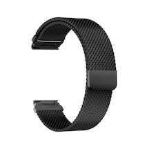 Caseonn Garmin Fenix 7 Kordon Quickfit Manyetik Metal Hasır Yedek Kayış Siyah