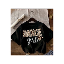 Herkesemoda Dance Girl Baskı Detaylı Basic T-shirt Siyah