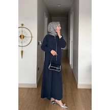 Mihran Butik Cupra Kumaş Lacivert Kadın Elbise Etek Takım Lacivert