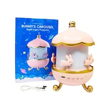 Bunny S Carousel Gece Lambası Projeksiyonlu Müzikli Atlıkarınca Tasarım Kablolu 5v Usb Çalışm Diğer
