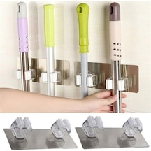 Sylar Pratik Organizer 4lü Yapışkanlı Fırça Paspas Mop Fırça Sabitleyici Ergonomik Alet Aparatı Renkli