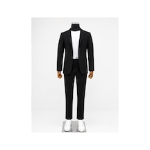 Suit Aydın İtalyan Kesim Spor Takım Elbise Spor Jogger Takım Elbise Jakarlı Kumaş Siyah