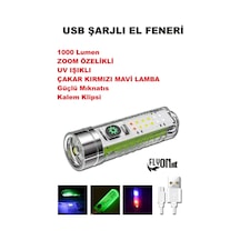 Şarj Edilebilir Hem Fener Hem Ortam Aydınlatmalı 5 Fonksiyonlu Ön Kısım Lazer Led Mıknatıslı Klipsli Gri