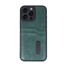 Newface Apple İphone 16 Pro Max Kılıf Sara Kartvizitli Deri Kılıf - Koyu Yeşil