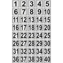 Metal Kapı,masa,dolap Numarası 7cmX7cm 40 Adet (1..40) Gümüş Renk Metal