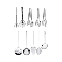 10 Parça Maşa+spatula+kevgir+kepçe, Yemek Sunum Ekipmanları, Servis Maşa Ürünleri